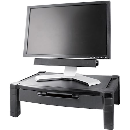 Kantek Extra Wide Adjustable Monitor/Laptop Stand, Single Level w/Drawer MS520